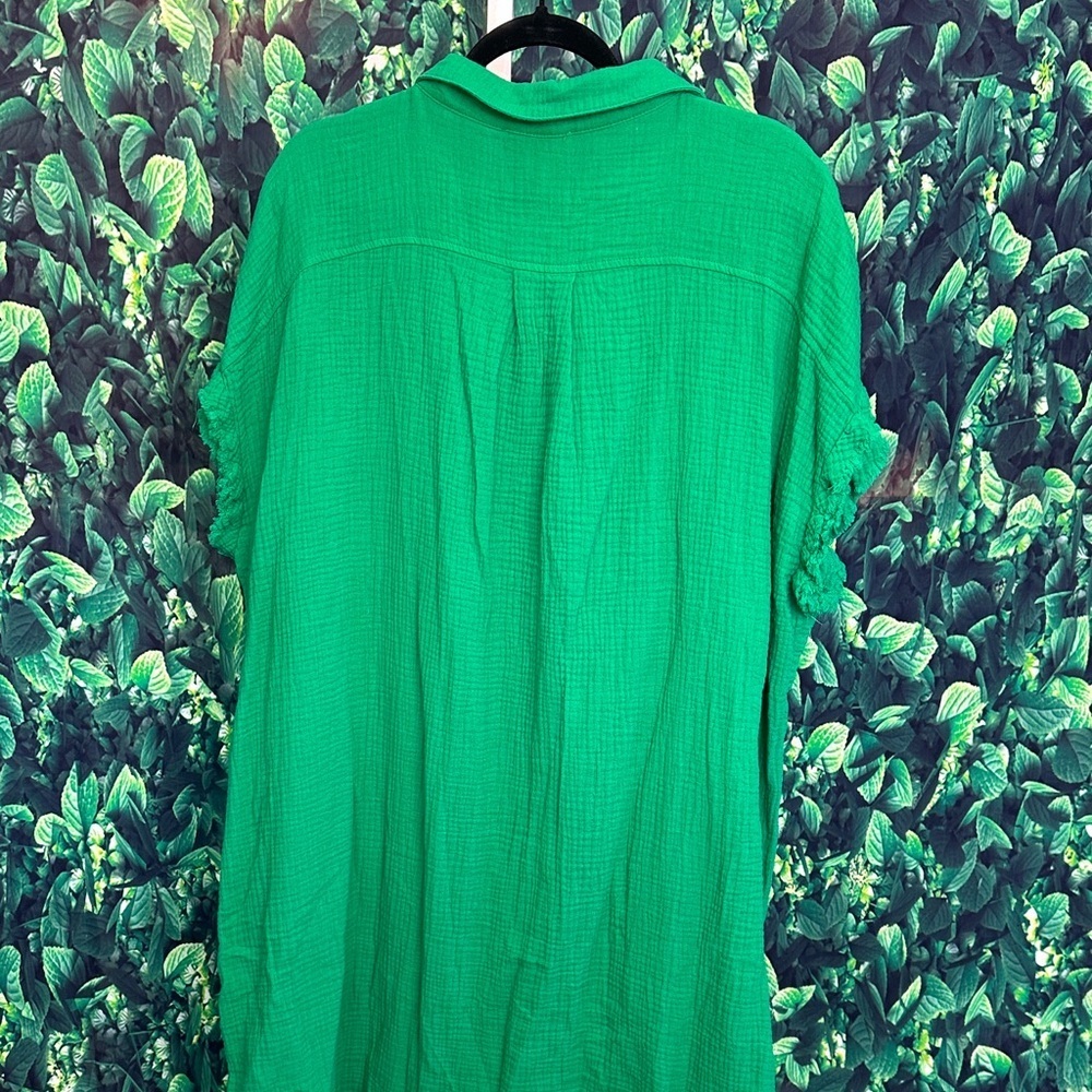 Umgee Vibrant Green Button Down Dress - Picture 4 of 5